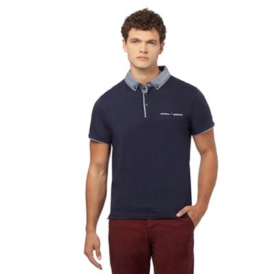 Red Herring Navy contrasting collar polo top